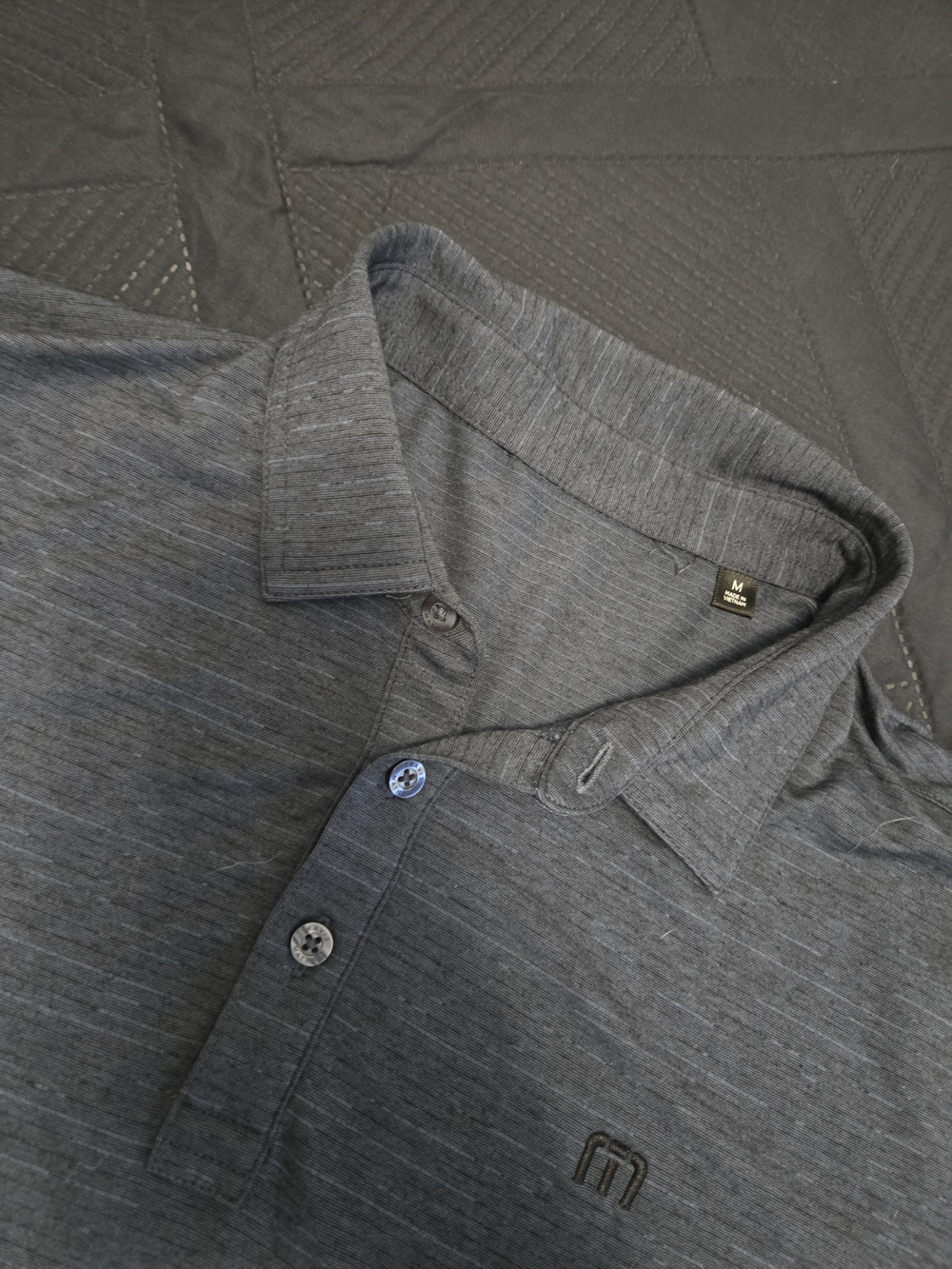 Travis Matthews Men's Heather Gray Polo Shirt with Subtle Logo Golf #627